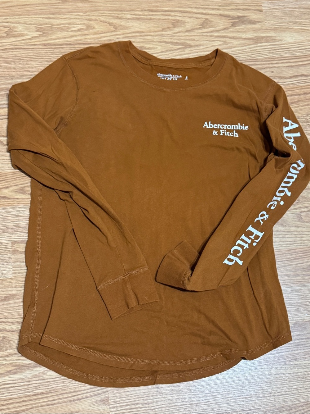Abercrombie & Fitch Long Sleeve Graphic Tee, Light Brown, Small